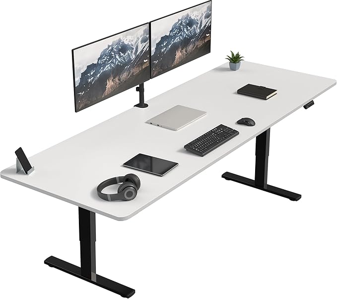VIVO Large Electric 83 x 30 in Standing Desk, Memory Height Adjustment, 1B Series, Holds 220 lbs, White Top Black Frame, DESK-KIT-1B8W