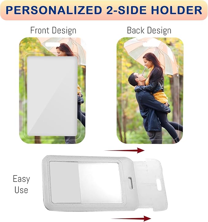 Custom Badge Holder ID Card Hold Case, Personalized Retractable Badges Holders, Customized Photo Name Badge Holder for Office Worker, Medical Staffs, Teacher, Student | Vertical