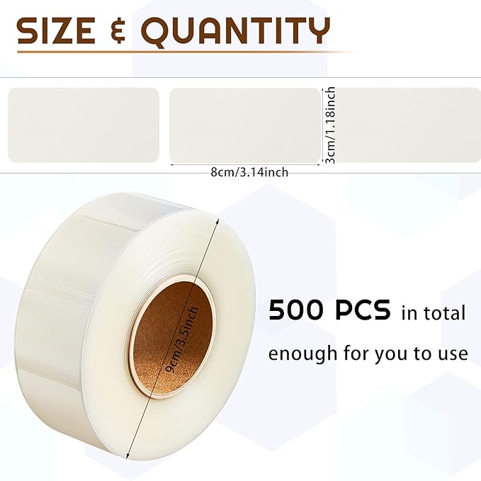 Zonon 1000 Pcs Clear Labels Label Protector Clear Stickers Wafer Seals Waterproof Labels for Protecting Barcodes, Numbers and Stickers (3.14 x 1.18 Inch,Rectangle)