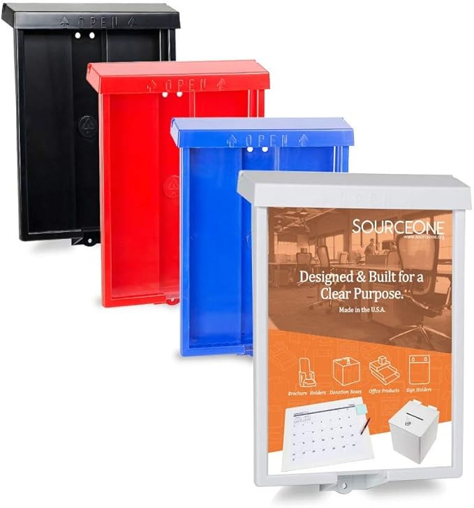 SOURCEONE.ORG Outdoor Real Estate Style Brochure Holder Color Variety White, Black, Red , Pink & Blue Available