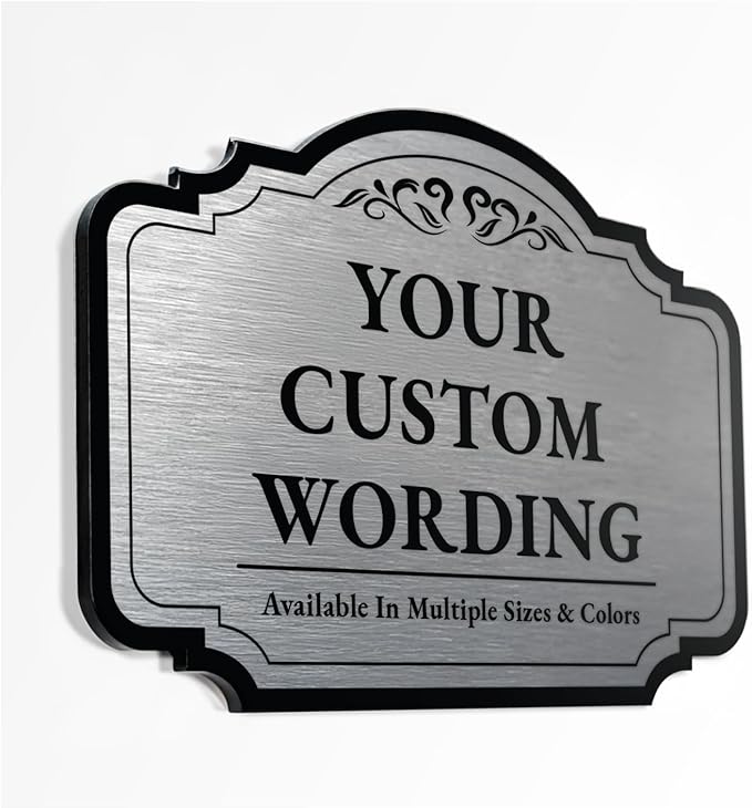 Custom Decorative Outdoor Metal Sign - Personalized Aluminum Driveway Sign, Waterproof, Made In USA - Design 2 Metallic Silver 12x12 In