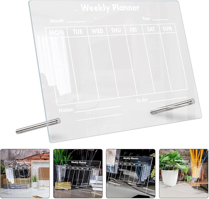 COHEALI Transparent Acrylic Memo Board Erasable Writing Message Board for Home and Office Lightweight Desktop Notice with Stable Design and Portable Use