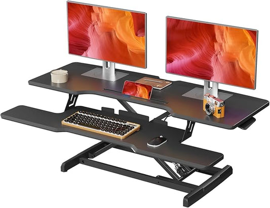 JYLH JOYSEEKER 42 inch Standing Desk Converter, Height Adjustable Desktop Standing Desk with Keyboard Tray for Two Monitors, Sit to Stand up Desk Riser Computer Workstation for Home Office, Black