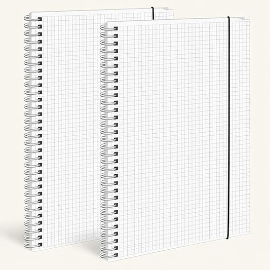 BESARME 80 Sheets Graph Paper Spiral Notebook 8.5" × 11", 2PCS Graph Paper Notebook College Ruled Spiral Notebooks for School Office
