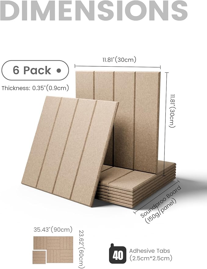 Large Felt Bulletin Board 36"x24" Cork Board Alternative - 6 Pack with 40 Safe Removable Adhesive Tabs, Cork Boards for Walls Felt Board for Home Office Classroom Pin Board-Taupe