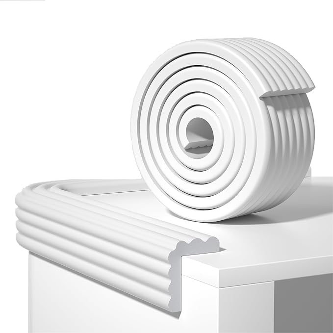 Edge Protector,Baby Proofing Baby Edge Protector Strip Safety,Soft Rubber Foam Padding,Edge Corner Guards Protector Corner Edge Bumpers for Furniture (White, 6.56Ft x 3.15" W x 0.31" Th)