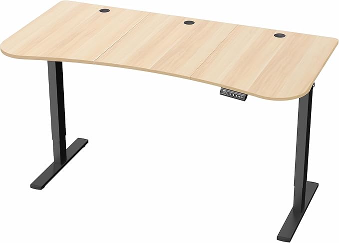 VIVO Electric 63 x 32 in Standing Desk, Memory Height Adjustment, 1B Series, Holds 220 lbs, Light Wood Top Black Frame, DESK-KIT-1B1C