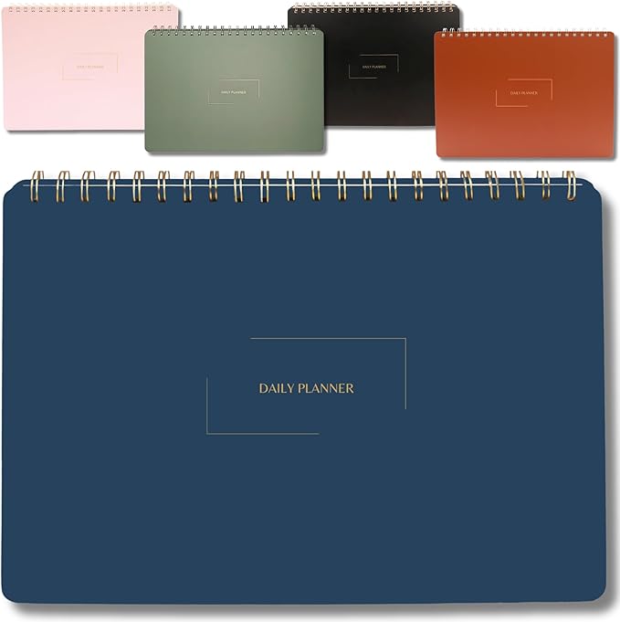 Merely Home Undated Daily Planner | 8.25” x 11.75” Work To-Do Notebook | ADHD Academic Organizer | Multi-Layout | Men and Women Planner | College Supplies | Navy | Landscape Layout