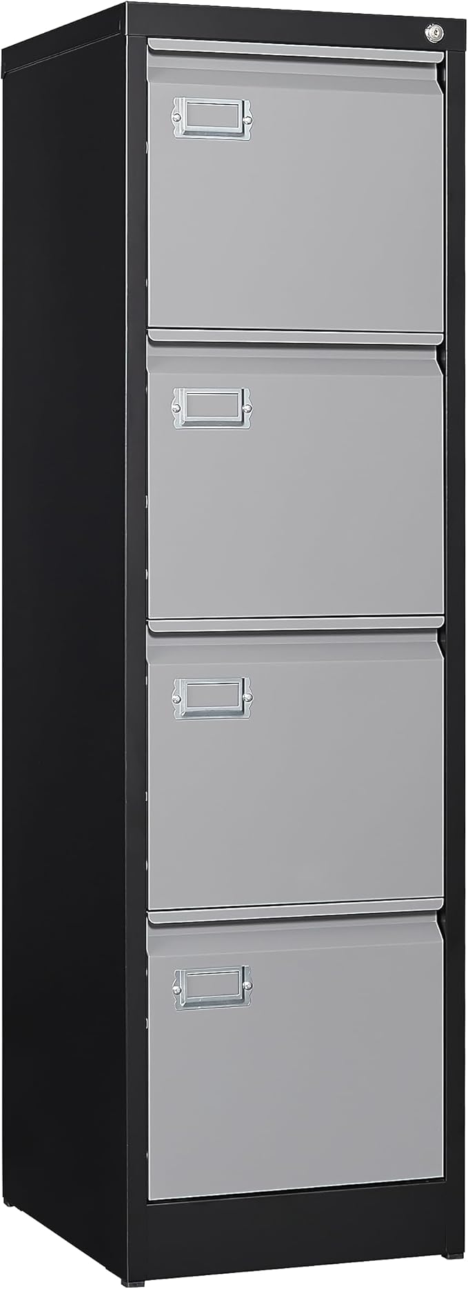 BYNSOE 4 Drawer File Cabinet with Lock Metal Vertical Filing Cabinet Office Home Lateral File Cabinet for A4 Legal/Letter Size,Assembly Required (Black Gray, 4 Drawers-Vertical)