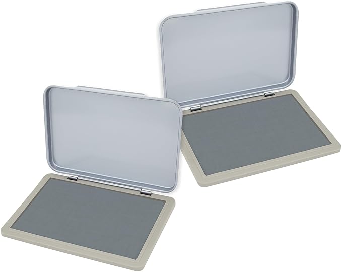 2 Pack Metal Case Stamp Pad Medium Size, Gray Color - Size: 3" x 4" - Choose from 15 Ink Colors