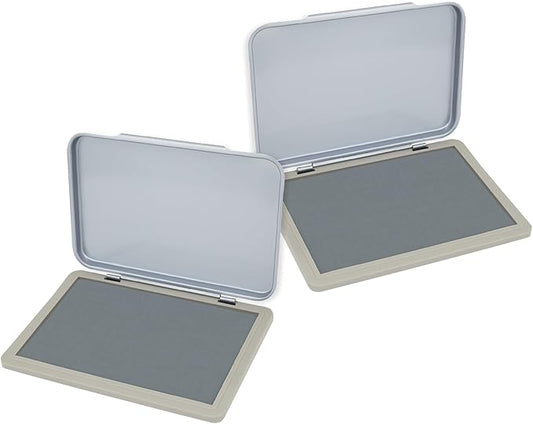 2 Pack Metal Case Stamp Pad Medium Size, Gray Color - Size: 3" x 4" - Choose from 15 Ink Colors