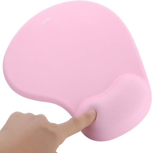 xinidc Ergonomic Computer Mouse Pad with Wrist Rest Support, Pain Relief Mouse Pad with Non-Slip PU Base for Home Office Working Studying (Pink)