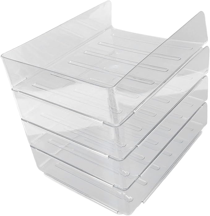 Jeanoko Desk Letter Tray Set Transparent Stackable Organizer for Home Office A4 Paper Storage 4 Layers