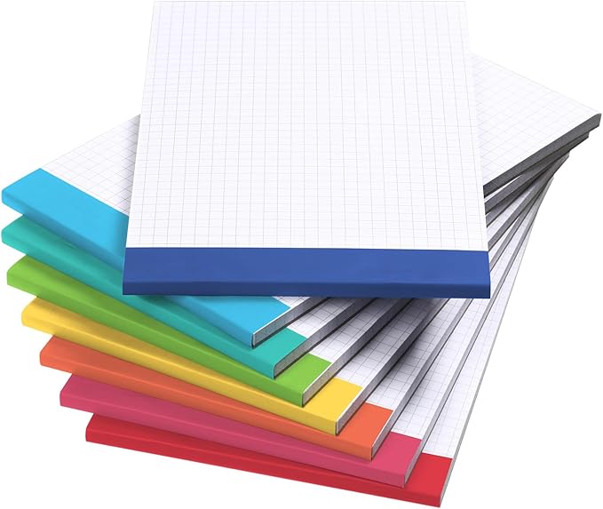 Jetec Small Graph Paper Notepad 5 x 8 Inch Mini Notebook Double Sided Memo Pads Back to School Supply Pocket Notepad Assorted Colors 50 Sheets Graph Paper Notebook(Grid(5x5),16 Pcs)