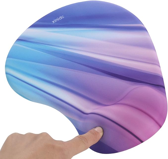 xinidc Ergonomic Computer Mouse Pad with Wrist Rest Support, Pain Relief Mouse Pad with Non-Slip PU Base for Home Office Working Studying (Color Strip)