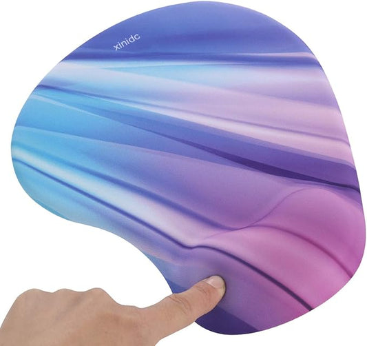 xinidc Ergonomic Computer Mouse Pad with Wrist Rest Support, Pain Relief Mouse Pad with Non-Slip PU Base for Home Office Working Studying (Color Strip)