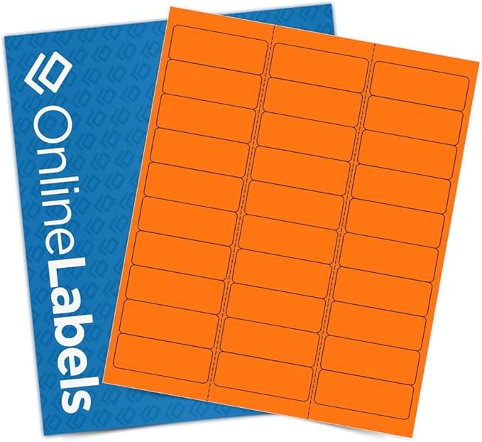 Neon Orange Address Labels - 2.625 x 1 - Pack of 3,000 Labels, 100 Sheets - Inkjet/Laser Printer - Online Labels