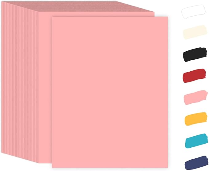 50 Pack Pink Cardstock 8.5 x 11 65lb Paper, Goefun Pink Card Stock Printer Paper for Arts & Crafts, Presentations, Stationary Printing