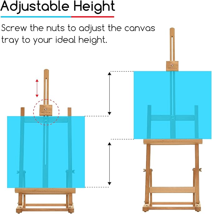 MEEDEN Large Wooden Tabletop H-Frame Easel, 38'' High, Solid Beech Wood Table Easel for Painting Canvas 25'' Max, Studio Desktop Art Easel Stand for Painting & Displaying,for Artists & Beginners