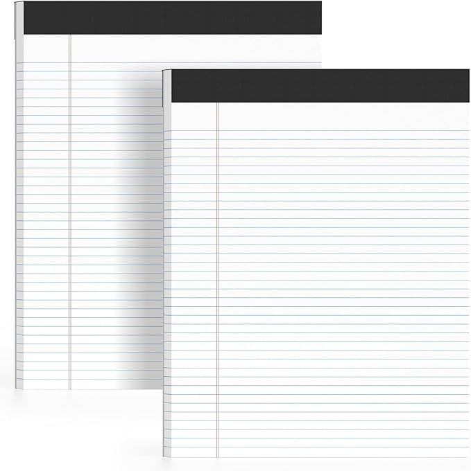 AILZFEI 2 Pack of Legal Pads 8.5 x 11 College Ruled Writing Pads 8.5" x 11.75" Notepad 30 Sheets per Note Pads Notebook Study Back 8x11 Pads of Paper