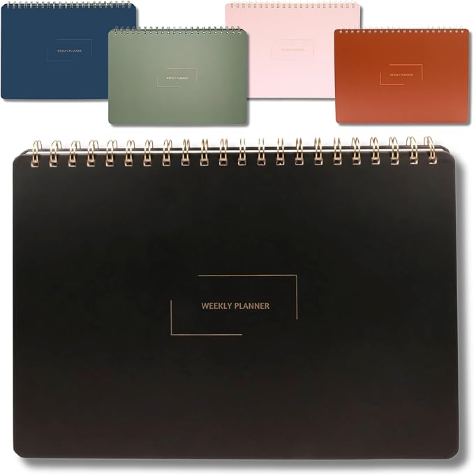 Merely Home Undated Weekly Planner | 8.25” x 11.75” Work To-Do Notebook | ADHD Academic Organizer | Multi-Layout | Men and Women Planner | College Supplies | Black | Landscape Layout