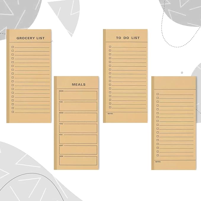 Utron 6 Pack Vintage Magnetic Notepads for Refrigerator, 50 pages/book Grocery List Magnet Pad for Fridge, Design Magnetic Grocery List Pad for Fridge, Grocery List Notepad, To-Do List