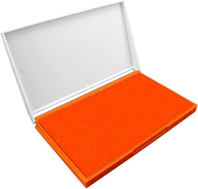 Plastic Case Stamp Pad Large Size, Orange Color - Size: 4" x 7" - Choose from 15 Ink Colors