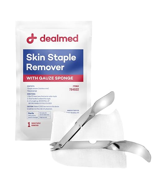 Dealmed Sterile Staple Removal Kit, Includes Staple Remover and Gauze Sponge, Staple Removal Tool Single-Use Kit, Ideal for Hospitals and Clinics (50 Kits)