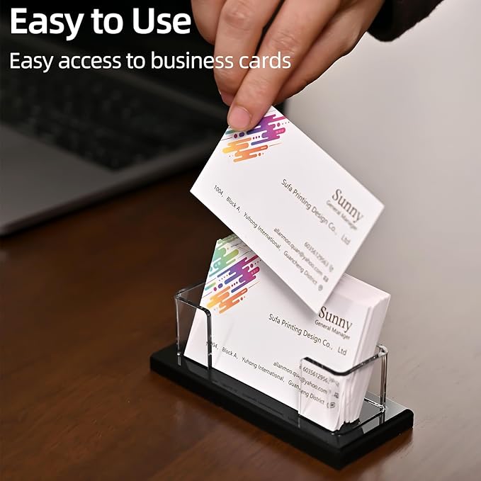 PecMuikee Business Card Holder for Desk，Acrylic Business Card Display Stand,Multiple Business Card Holders for Office, Exhibition, Home, Restaurant (slot 1)