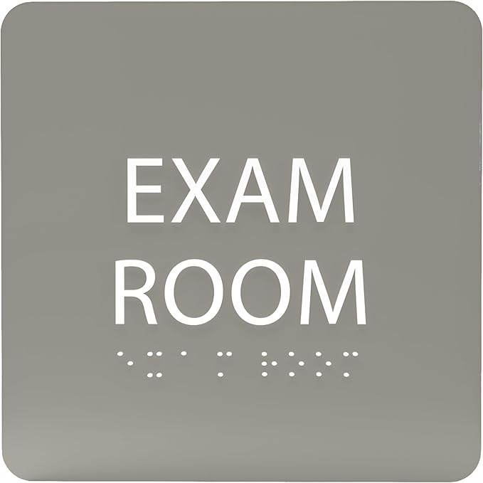 ADA CENTRAL SIGNS - 6" X6" Exam Room Sign - ADA Compliant Tactile Graphics Grade 2 Braille Text Acrylic Wall Signs - Educational Institution Directional Assistance Test Center Door Sign for Schools