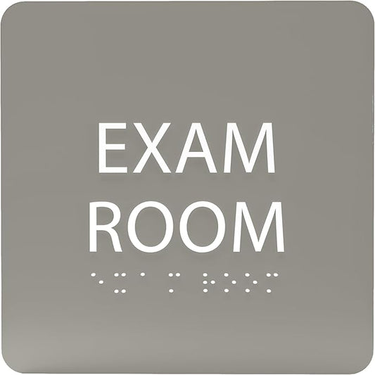 ADA CENTRAL SIGNS - 6" X6" Exam Room Sign - ADA Compliant Tactile Graphics Grade 2 Braille Text Acrylic Wall Signs - Educational Institution Directional Assistance Test Center Door Sign for Schools