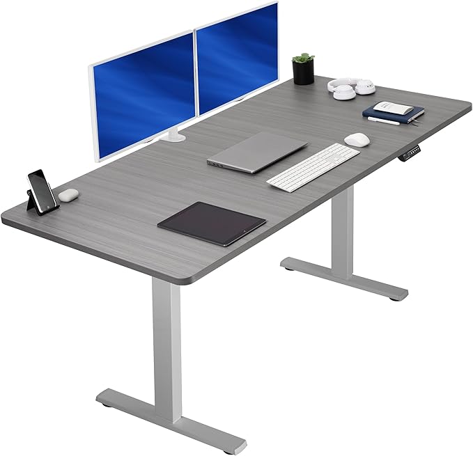 VIVO Electric 71 x 36 in Standing Desk, Memory Height Adjustment, 1B Series, Holds 220 lbs, Dark Gray Top Gray Frame, DESK-KIT-1G7G-36