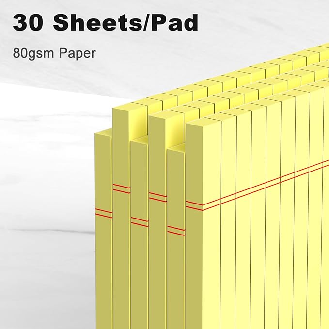 AILZFEI 6pcs Small Note Pad 5x8 College Ruled Legal Pads Paper Notepads 6 Pack Study Back Writing Pads 5 x 8 Legal Pads Perforated Narrow Ruled Pads of Paper Yellow