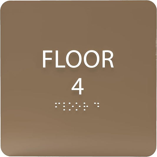 ADA CENTRAL SIGNS - 6" X6" Floor 4 Sign - ADA Compliant Tactile Graphics Grade 2 Braille Text Acrylic Wall Signs - Directional Assistance, Floor Number Safety Sign for Office, school Hospital, Apartment