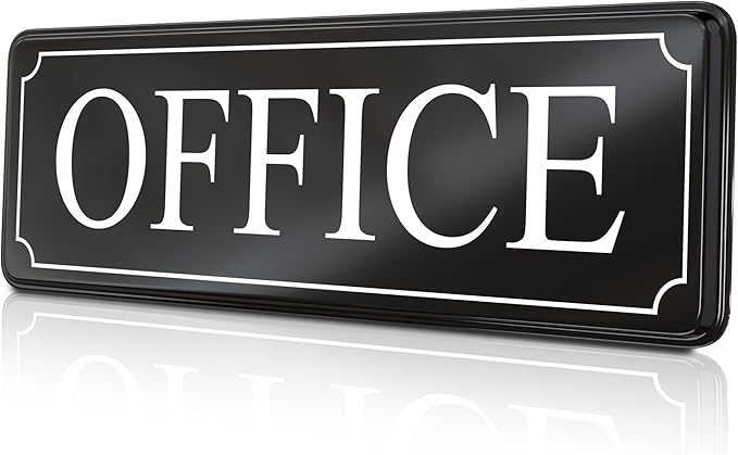 MolnijaPro - The Office Door Sign for Your Home and Business with Bigger Letters - Bright Acrylic Self-Adhesive Sign 9×3 in with Double Sided 3M Tape - Quick and Easy Installation Without Any Tools