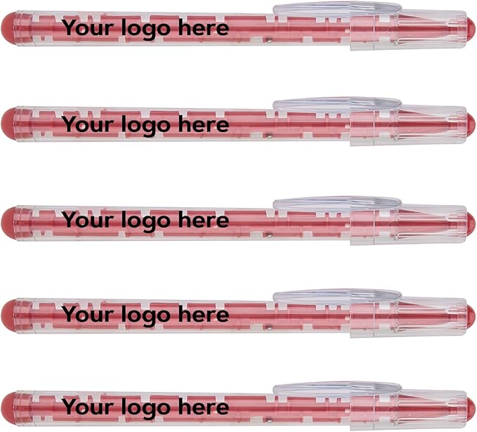 Custom Maze Ballpoint Pens – Personalized Puzzle Pens with Logo/Text – Promotional Pens for Events, Schools, Trade Shows – Fun Interactive Design (Red, 50 Count, Pack of 1)