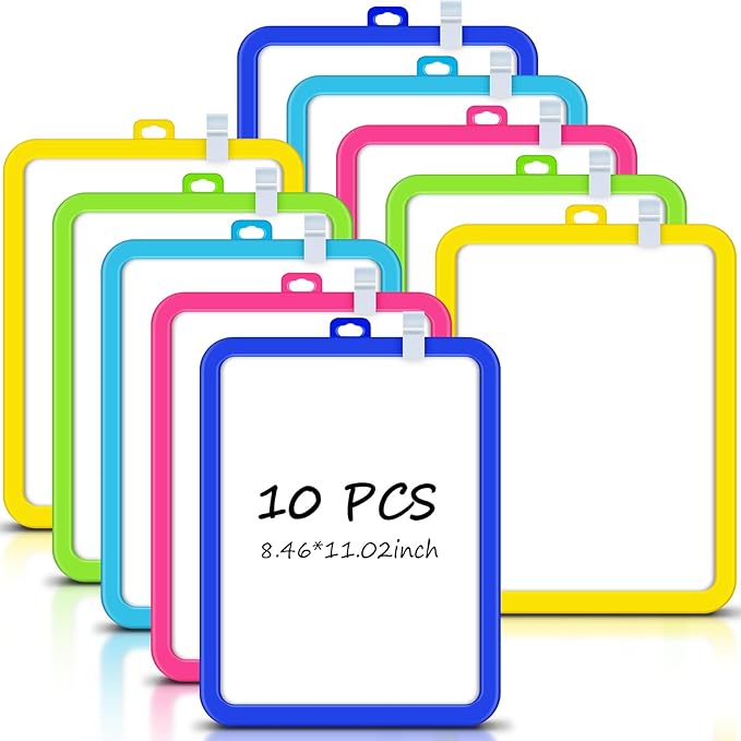 Outus 10 Pcs Dry Erase Mini White Boards Bulk 8.5 x 11'' Small Magnetic Whiteboard Double Sided Colored Writing Boards for Kids Students Locker Fridge(Colorful)