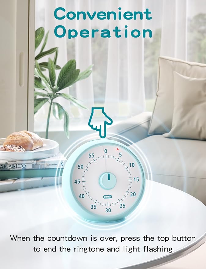 Visual Timer for Kids, 60-Minute Countdown Timer for Classroom Office Kitchen, Desk Timer Kids Time Management Tools with Silent Operation, Pomodoro Time Rainbow Pattern