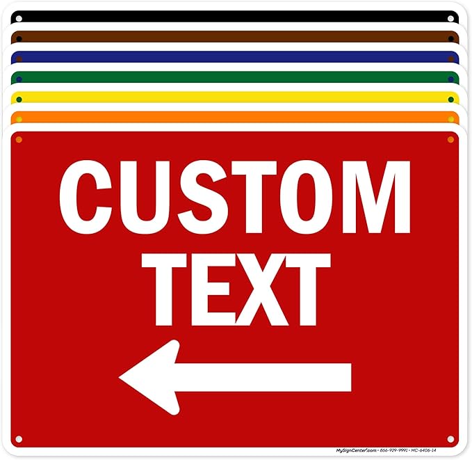 Custom Arrow,Custom Directional Sign, Left Arrow,10x14 Inches, 55 mil thick HDPE (high density polyethylene), Made in USA by My Sign Center