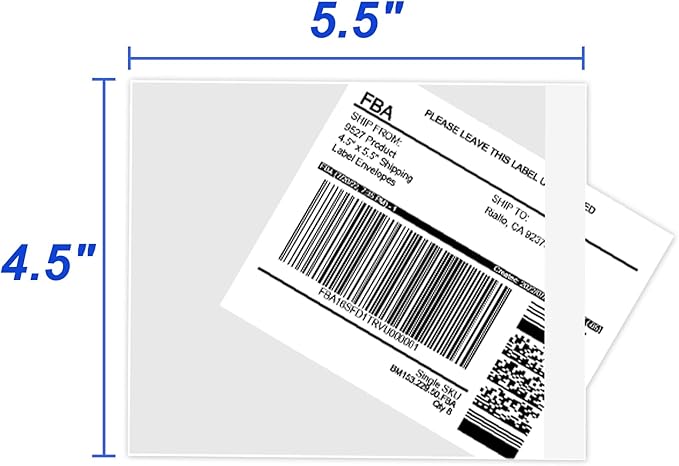 9527 Product 4.5" x 5.5" Clear Adhesive Top Loading Packing List/Shipping Label Envelopes (100 Pack)