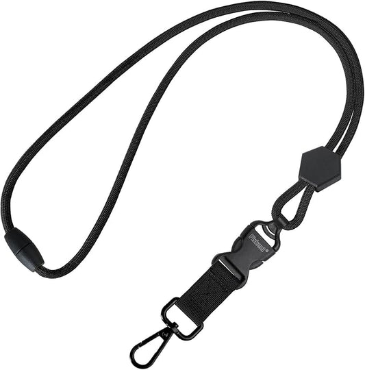 Fishent Breakaway Neck Lanyards for ID Badges, Adjustable Sturdy Round Cord Heavy Duty Key Lanyard with Detachable Buckle for Men Women Car Keys Card Holder (Black)