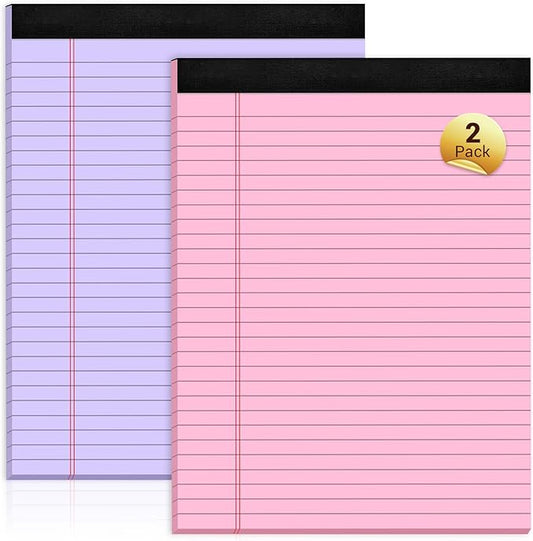Roneky Legal Pads 8.5 x 11 Colored Note Pads, 2 Pack Notepads 8.5 x 11 Lined Paper, Colored Notebook Paper Writing Pads 30 Sheets per Colored Paper Pads for Purple Legal Pads Home Office School