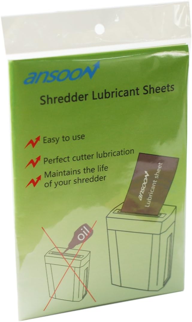 Ansoon Paper Shredder Lubricant Lubricating Sheets, Paper Shredder Oil Sharpening & Cleaning Sheet for Cross-Cut and Micro-Cut Paper Shredders (18-Pack)