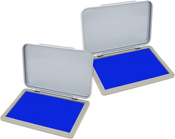 2 Pack Metal Case Stamp Pad Medium Size, Blue Color - Size: 3" x 4" - Choose from 15 Ink Colors