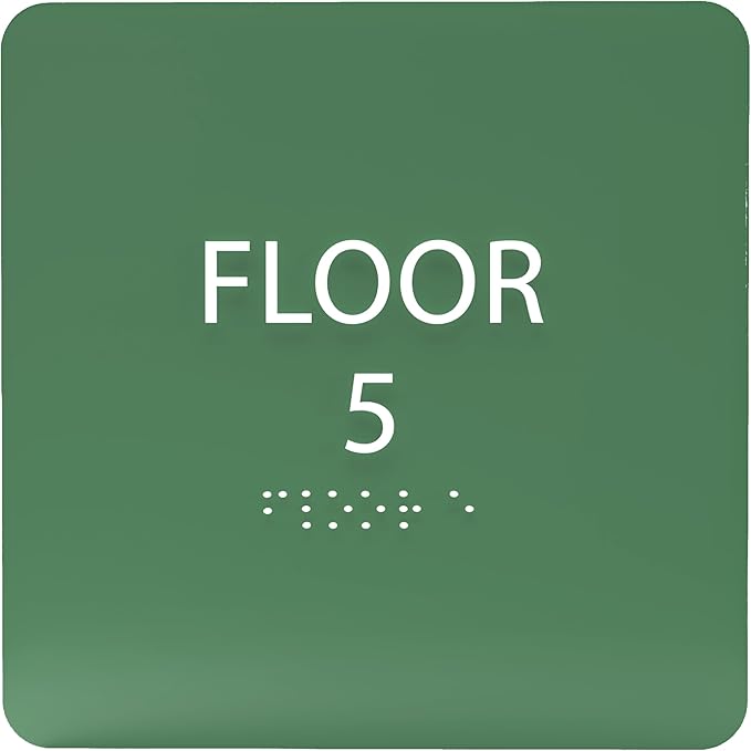 ADA CENTRAL SIGNS - 6" X6" Floor 5 Sign - ADA Compliant Tactile Graphics Grade 2 Braille Text Acrylic Wall Signs - Directional Assistance, Floor Number Safety Sign for Office, school Hospital, Apartment