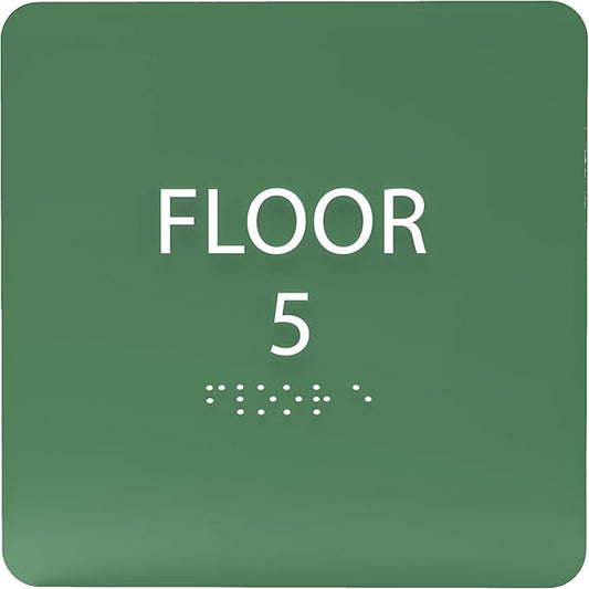 ADA CENTRAL SIGNS - 6" X6" Floor 5 Sign - ADA Compliant Tactile Graphics Grade 2 Braille Text Acrylic Wall Signs - Directional Assistance, Floor Number Safety Sign for Office, school Hospital, Apartment
