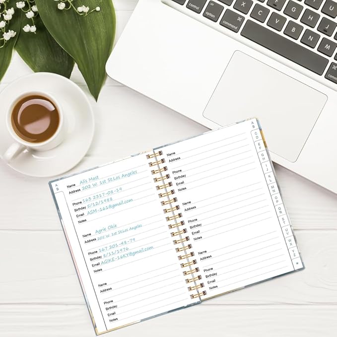 Address Book with Alphabetical Tabs - Telephone & Address Book with Address Contacts, Special Date, Phone, Birthday & Internet Login Password for Home and Office, 4.3" x 6.2", Leaf
