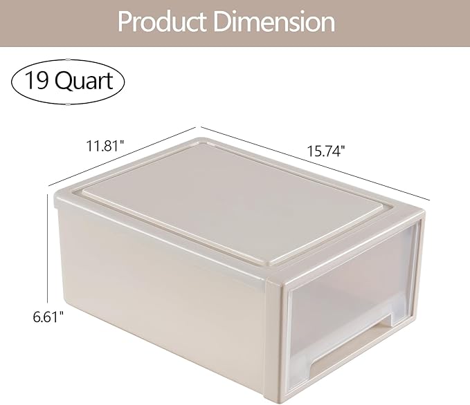 Buyitt 4-Pack 19 Quart Stacking Drawer, Clear Storage Closet Organizer, Yellow Frame, Stackable Modular Plastic Drawers for Clothes, Accessories, Craft Supplies, Shoes or Linens