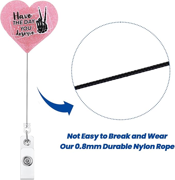 Have the Day You Deserve Funny Nurse Badge Reel, Retractable ID Card Pink Badge Holders, Work Badge Clip for RN CNA LPN RT(R)(CT) Radiologists RN ED ICU CNA MA Social Workers Night Shift Nurse Student