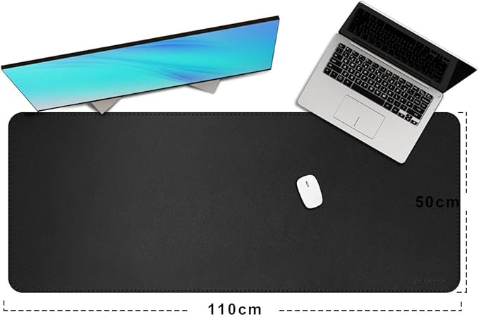 ZORESYN XXL Desk Mat - 43.3"x19.7" PU Leather Desk Pad for Office & Home, Waterproof and Durable Desk Protector for Keyboard and Mouse (Black)